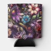 Garden Kitty Cat Floral Abstract Personalized Blikjeskoeler (Voorkant)
