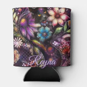 Garden Kitty Cat Floral Abstract Personalized Blikjeskoeler (Achterkant)