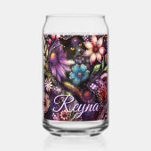 Garden Kitty Cat Floral Abstract Personalized Blikvorm Glas (Voorkant)