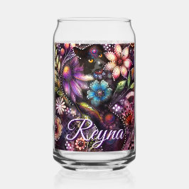Garden Kitty Cat Floral Abstract Personalized Blikvorm Glas