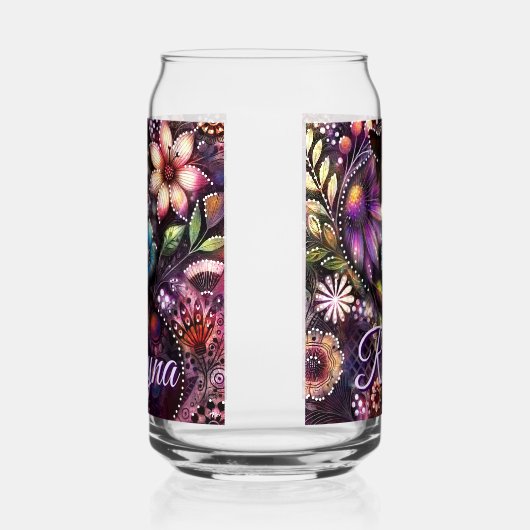 Garden Kitty Cat Floral Abstract Personalized Blikvorm Glas (Links)