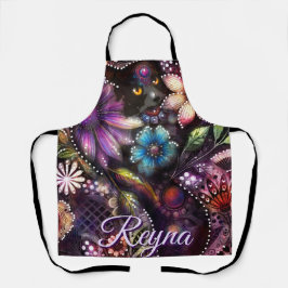 Garden Kitty Cat Floral Abstract Personalized Schort