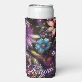 Garden Kitty Cat Floral Abstract Personalized Seltzer Blikjeskoeler (Seltzer Achterkant)
