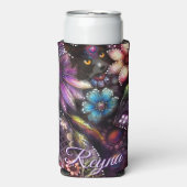 Garden Kitty Cat Floral Abstract Personalized Seltzer Blikjeskoeler (Seltzer Voorkant)