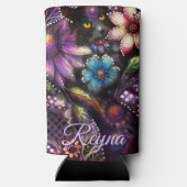 Garden Kitty Cat Floral Abstract Personalized Seltzer Blikjeskoeler (Achterkant)