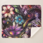 Garden Kitty Cat Floral Abstract Personalized Sherpa Deken (Voorkant (horizontaal))