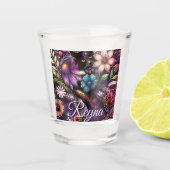 Garden Kitty Cat Floral Abstract Personalized Shot Glas (Voorkant)