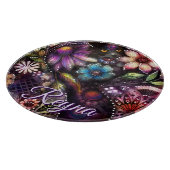 Garden Kitty Cat Floral Abstract Personalized Snijplank (Hoek)