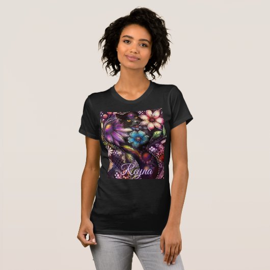 Garden Kitty Cat Floral Abstract Personalized T-shirt (Voorkant volledig)