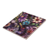 Garden Kitty Cat Floral Abstract Personalized Tegeltje (Zijkant)