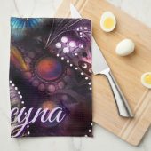 Garden Kitty Cat Floral Abstract Personalized Theedoek (Quarter Fold)