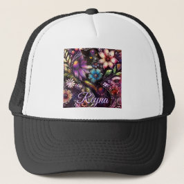Garden Kitty Cat Floral Abstract Personalized Trucker Pet