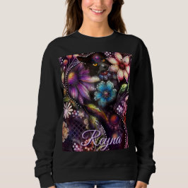 Garden Kitty Cat Floral Abstract Personalized Trui