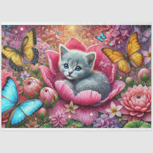 Garden Kitty Whimsy Decoupage  Tissuepapier (Voorkant)