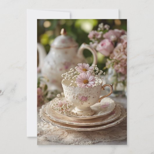 Garden Lace Afternoon Tea | Tuinbloemen Kaart (Voorkant)