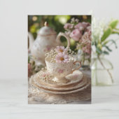 Garden Lace Afternoon Tea | Tuinbloemen Kaart (Staand voorkant)