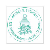 Garden Lantern Flowers Round Address 1 Zelfinktende Stempel (Design)