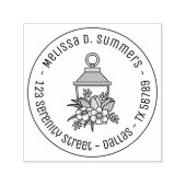 Garden Lantern Flowers Round Address 1 Zelfinktende Stempel (Design)