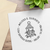 Garden Lantern Flowers Round Address 2 Rubberstempel