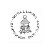 Garden Lantern Flowers Round Address 2 Rubberstempel (Afrduk)
