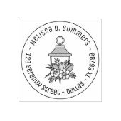 Garden Lantern Flowers Round Address 3 Rubberstempel (Afrduk)