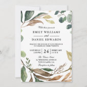 Garden Leaf Wreath Elegant Herfst of Spring Weddin Kaart (Voorkant)