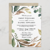 Garden Leaf Wreath Elegant Herfst of Spring Weddin Kaart (Voorkant / Achterkant)