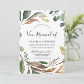 Garden Leaf Wreath Elegant Marriage Vow Renewal Kaart (Staand voorkant)