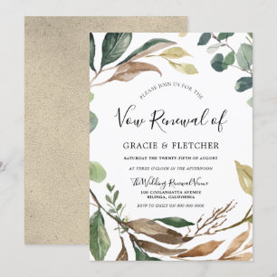 Garden Leaf Wreath Elegant Marriage Vow Renewal Kaart