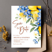 Garden Lemon Waterverf Floral Elegant Wedding Save The Date