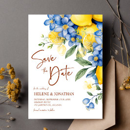 Garden Lemon Waterverf Floral Elegant Wedding Save The Date