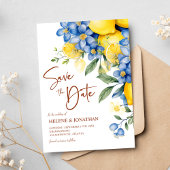 Garden Lemon Waterverf Floral Elegant Wedding Save The Date