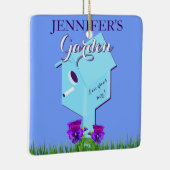 Garden: "Liefde groeit hier!" Birdhouse voor haar Keramisch Ornament (Rechts)