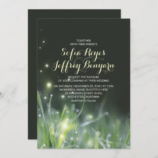 Garden Lights Romantische bruiloft uitnodigingen (Voorkant / Achterkant)