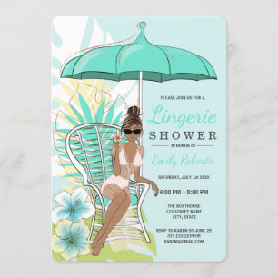 Garden Lingerie Shower African American Bride Kaart