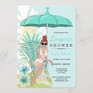 Garden Lingerie Shower Redhead Bride Kaart