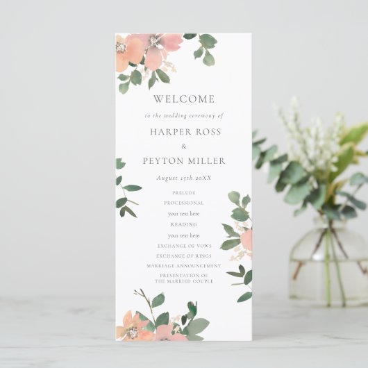 Garden Love Wedding Programma Programmakaart (Staand voorkant)