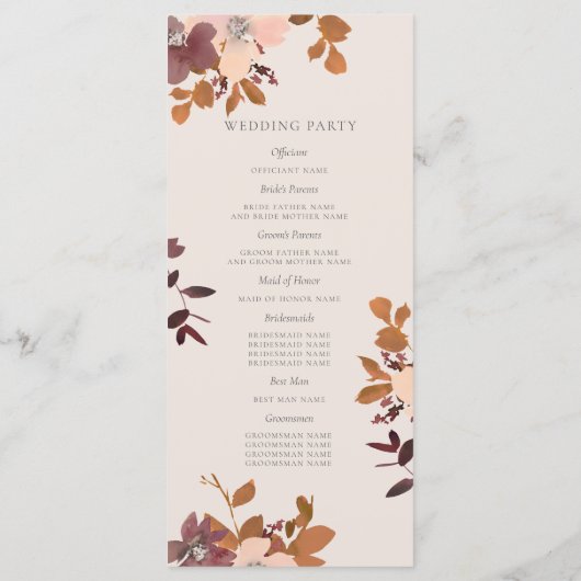 Garden Love Wedding Programma Programmakaart (Achterkant)