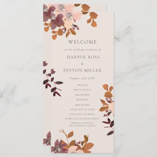 Garden Love Wedding Programma Programmakaart (Voorkant / Achterkant)