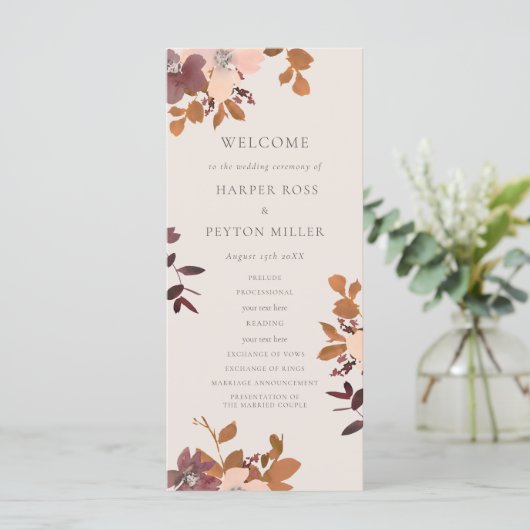 Garden Love Wedding Programma Programmakaart (Staand voorkant)