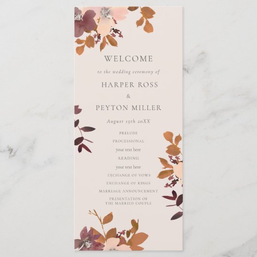 Garden Love Wedding Programma Programmakaart (Voorkant)