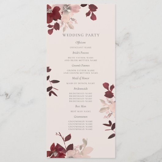 Garden Love Wedding Programma Programmakaart (Achterkant)