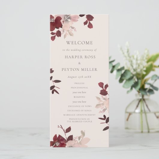 Garden Love Wedding Programma Programmakaart (Staand voorkant)