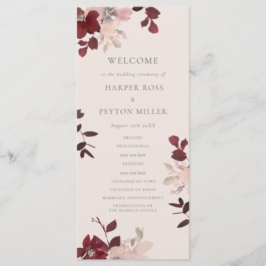 Garden Love Wedding Programma Programmakaart (Voorkant)