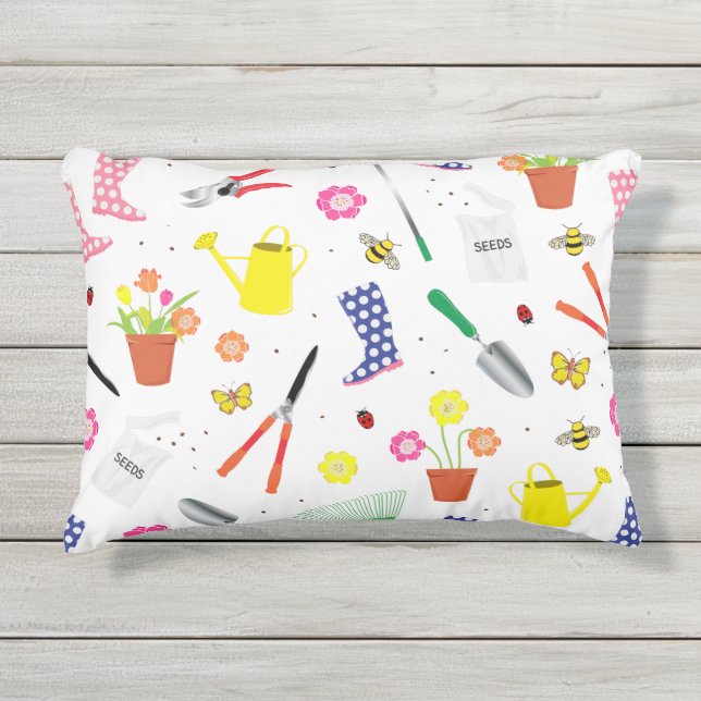 Garden Lover Cute Pattern Buitenkussen (Voorkant)