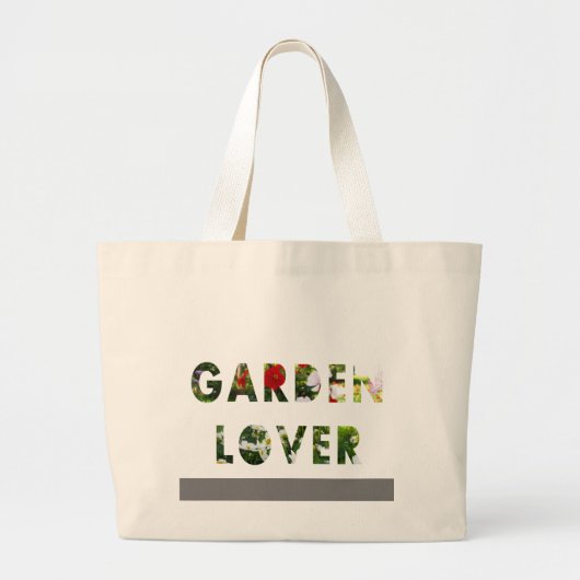Garden Lover Floral Text Red White Groen Grote Tote Bag (Voorkant)