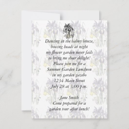 Garden Luncheon Kaart (Achterkant)