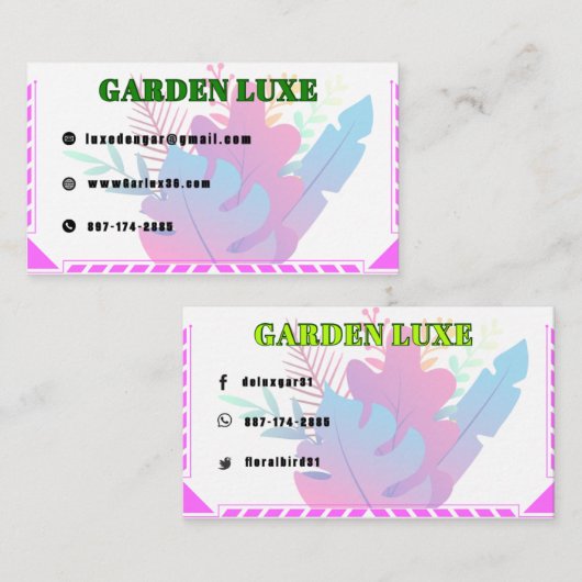 Garden Luxe Bloemstuk Visitekaartje (Voorkant / Achterkant)