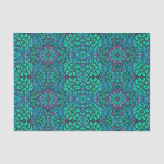 Garden Magic Flowers Bohemian Arabesque Mint Green Tissuepapier (Voorkant)