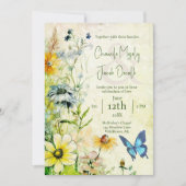 Garden Meadow Boho Wildflower Wedding Kaart (Voorkant)